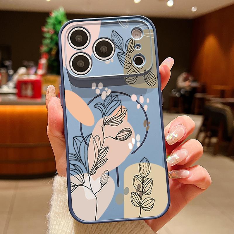 White Magnolia Flower Pattern Case For iPhone 17 Pro Max Magnetic For Magsafe Hybrid Slim Matte Cover For iPhone 16 15 14 13 Pro Max