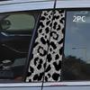 Gray-black Leopard Print 2PC Car B-pillar Protection Sticker Sunscreen Waterproof Scratch-proof Car Decoration Decal One-time