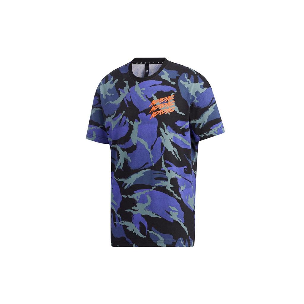 adidas T Shirts Men's Blue Crew Neck Moderate Straight Fit GP0882