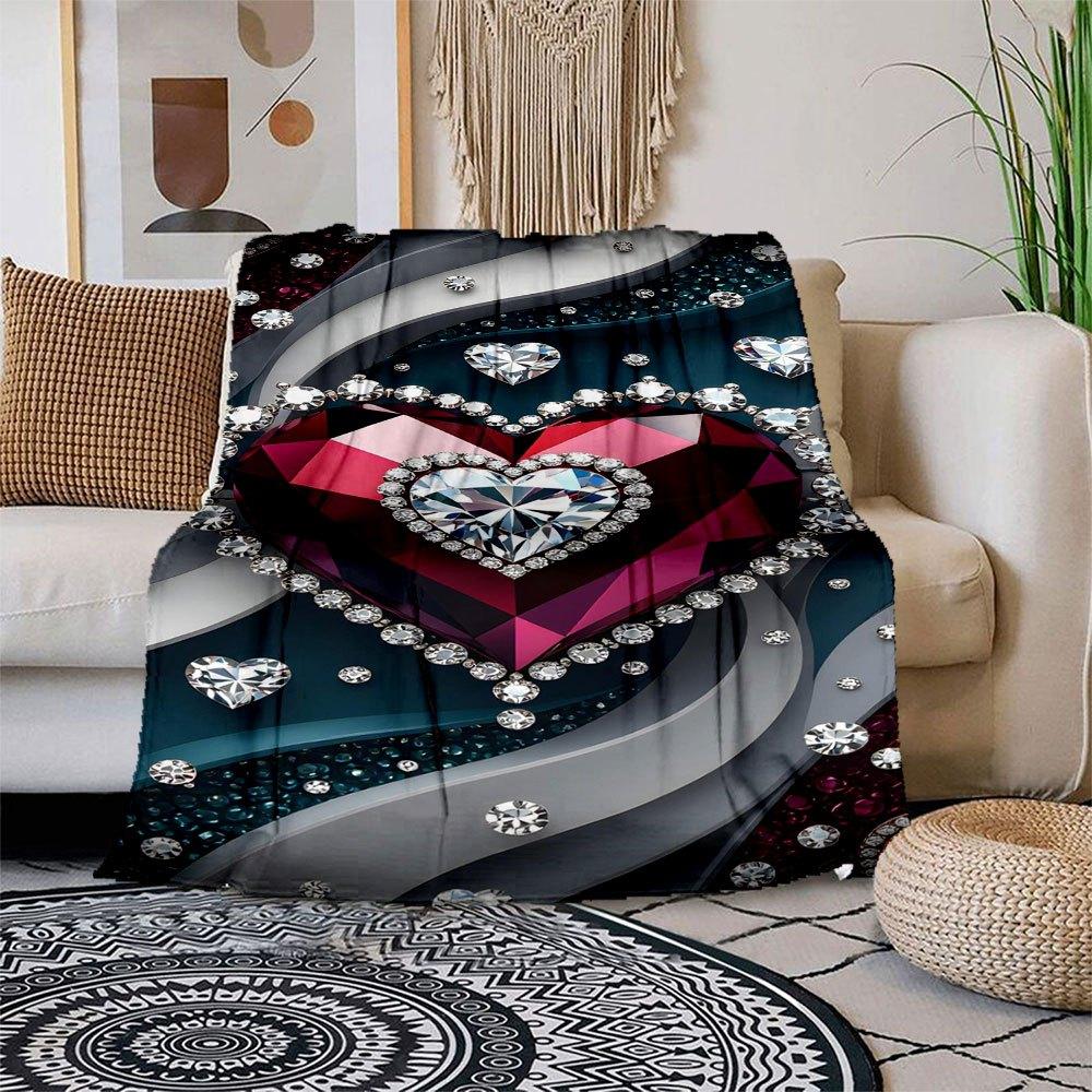 

Shimmering Heart Diamond Necklace: Glamour in Every Detail Blanket Flannel Throw Blanket for Sofa, Bed, Travel, Camping, Office, Couch, Cha 150x180cm