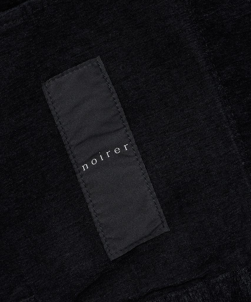 Noirer Velvet Texture Denim Trucker Jacket (Black)
