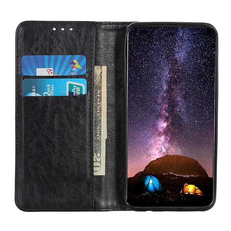 Custodia in Pelle a Flip Orizzontale con Texture Crazy Horse Magnetica per OnePlus Nord con Supporto e Scomparti per Carte e Portafoglio