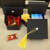 25pcs Gift Box Creative Graduation Hat Treat Boxes with Yellow Tassel DIY Graduation Gift Wrap Box Graduation Decoration Party Commemorative Gift Box