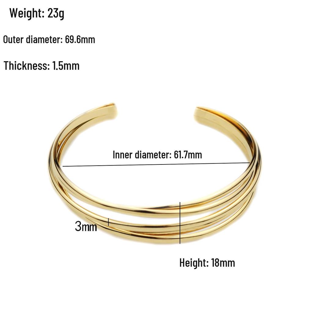 2024 Trendy Multi-Strand Intersecting Opening Bracelet for Women - KC Gold Light Luxury Niche Exquisite Armlet