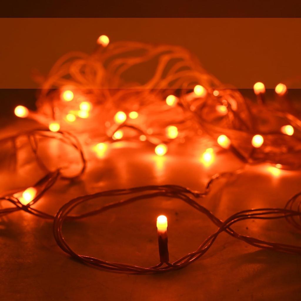 (Pack of 10, Orange) 38 LED 10.5M Copper Power Pixel String Light | 360° Fairy Serial Jhalar Lights for Home | Diwali Lights for Decoration, Christmas