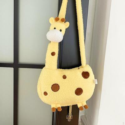 Cartoon Giraffe Crossbody Bag Zipper Pouch Cute Portable Shape Plush
