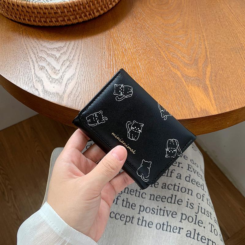 

Новая короткая модель со скидкой 30%, студенческий женский кошелек, кошелек, простой и вместительный. чёрный