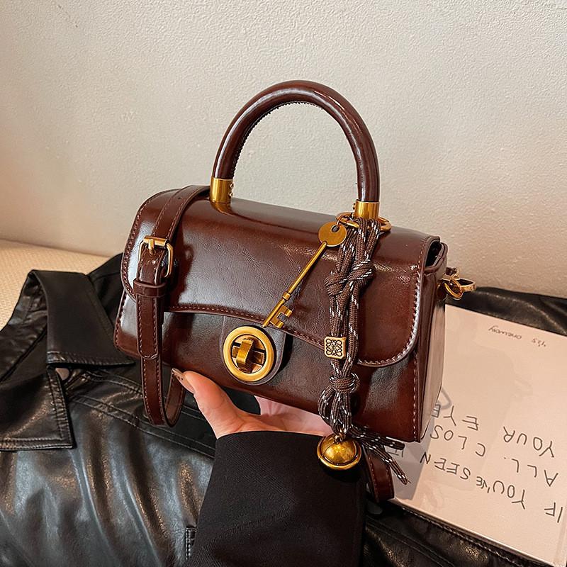 Ielgy Autumn Winter Portable Commuter Bag Trendy Retro Small Square Bag All-Match Multifunctional One-Shoulder Messenger