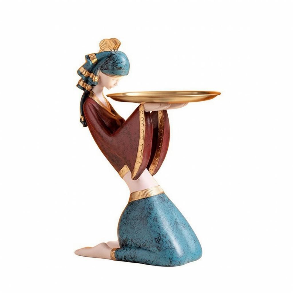Figurine with Tray Sophisticated Sculpture Charming for Dresser