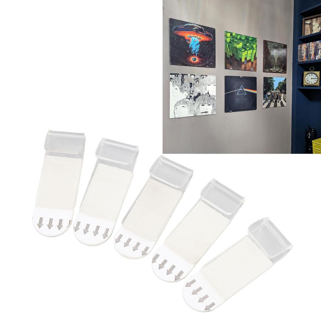 18 Pcs Vinyl Record Wall Mount Self Adhesive Clear Vinyl Display Shelf No Drill Vinyl Storage Shelves for Album Covers Display