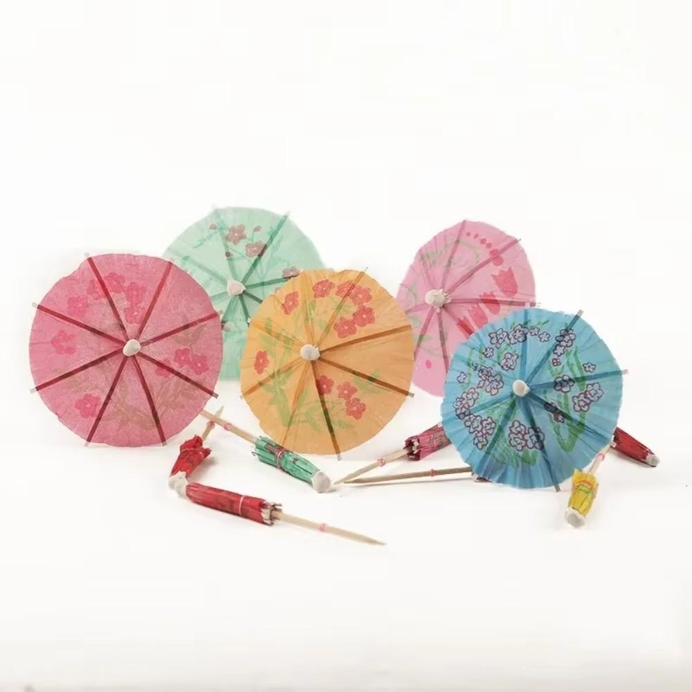 50pcs Hawaiian Paper Cocktail Parasols Toothpick Fruit Stick Drink Picks New Cake Sticks  Pool Party