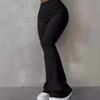 Women's autumn and winter casual simple and fashionable slim fit ribbed leggings solid color high waisted pants