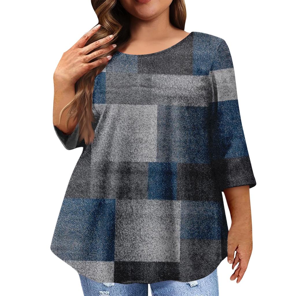 Women's Fashion Casual Round  Neck 3/4 Sleeve Oversized Top