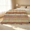 Plush Flannel Blanket Striped Soft Warm Throw for Single Bedroom, Ideal for Christmas & Halloween Cozy Home Use