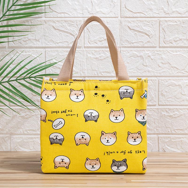 Canvas Style Insulated Lunch Bag With Handle For Students And Moms