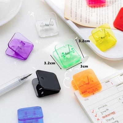 5 Stück Candy Mini-Quadratklammern, transparent und einfarbig, Seitenhalter, Büroklammer, Klemme für Memo, Datei, Zeitschrift, Bücher, Haushalt