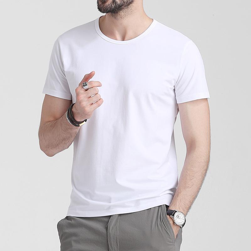 Solid Color Short Sleeved T-shirt Men Slim Slimming Classic Versatile Both Men Interior T-shirt with Base Top