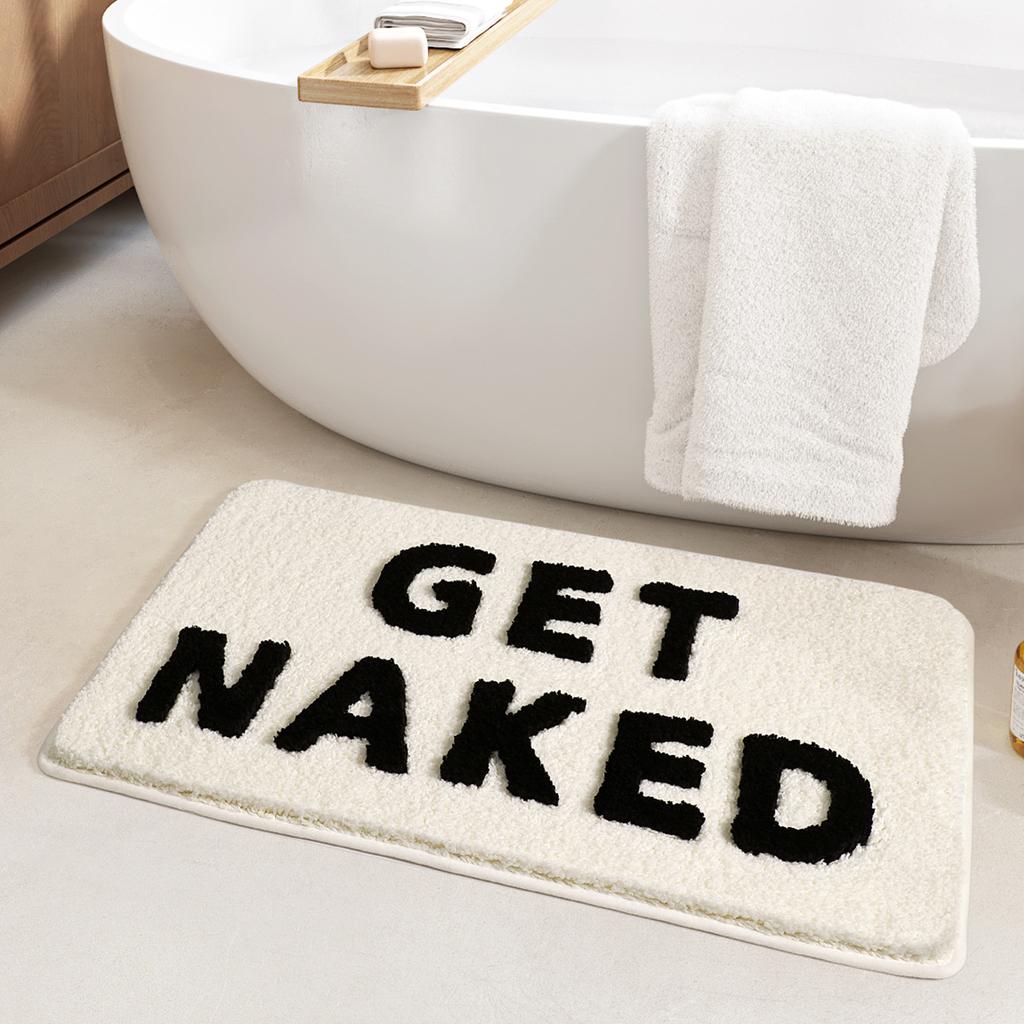 Simple Letter Bath Mats Strong Absorbent Bathroom Rug High Weight Flocking Bathroom Non-slip Foot Mat Washroom Floor Mat