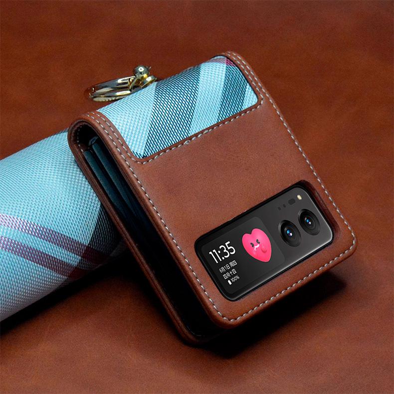 RAZR40 Plaid Phone Case with Card Slot & Ring Holder for Motorola