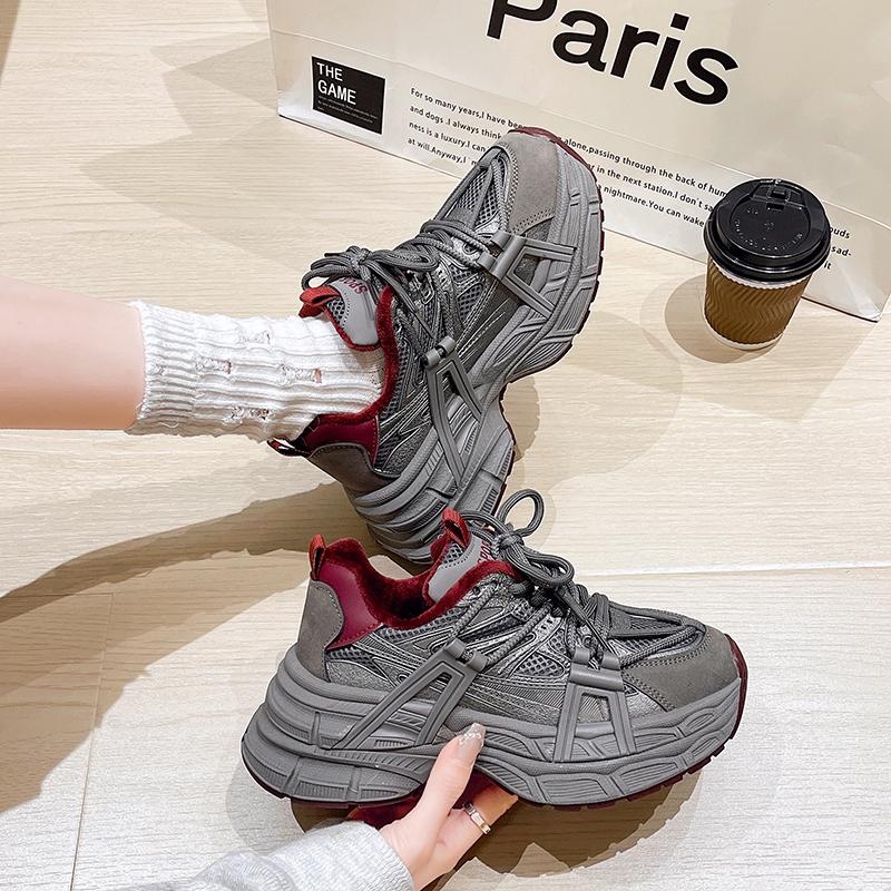 2024 Autumn New Women's Lace-up Sports Shoes Non-Slip Color Matching Lightweight Women's Casual Vulcanized Shoes