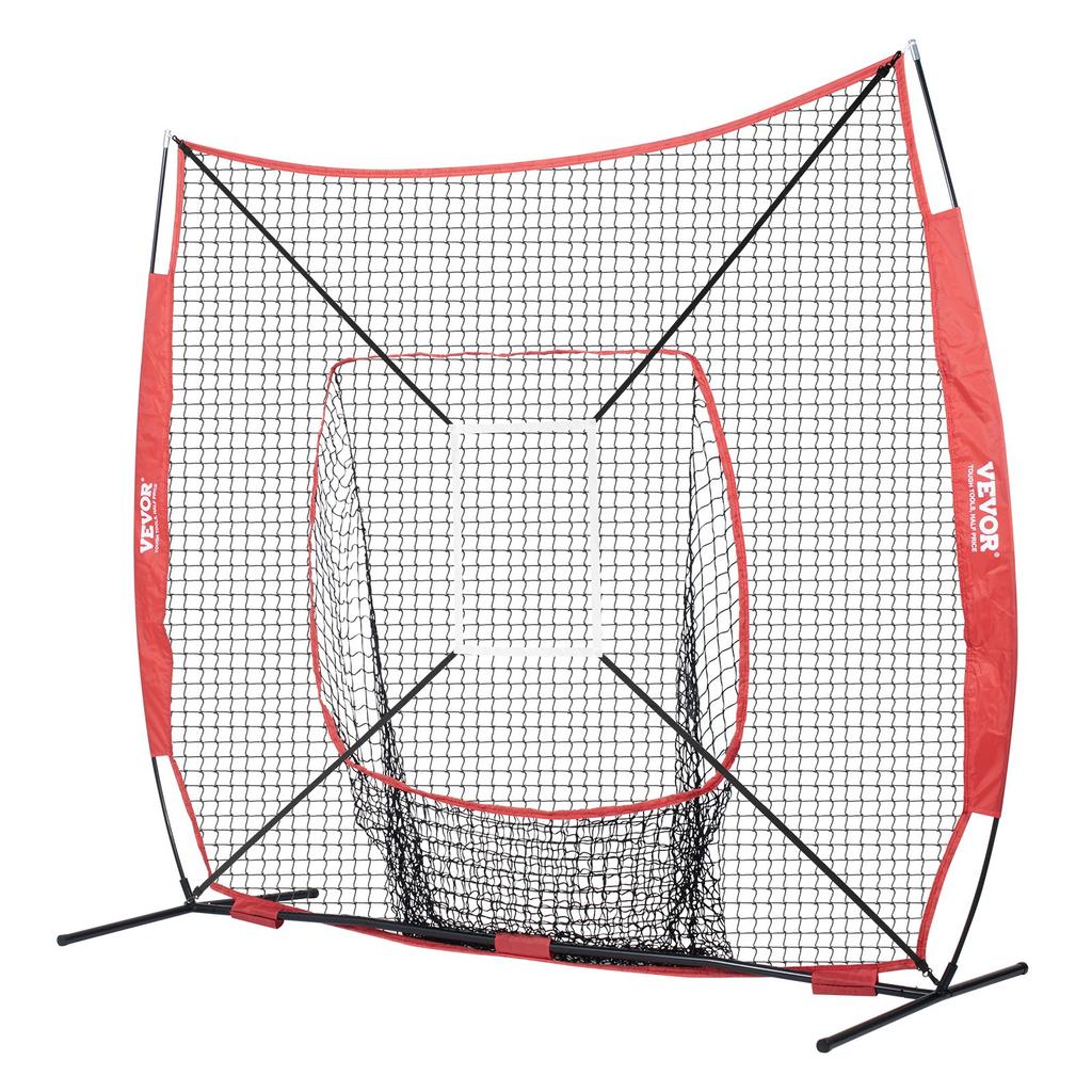 VEVOR 7x7 Ft Baseball Softball Practice Net, Portable Baseball Training Net for Hitting Batting Catching Pitching
