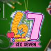 Acrylic Number 67 Back to School Hanging Ornament | Unique Six Seven Pendants, Drops & Finials - Ideal Gift for Friends, Classmates - No Electricity 