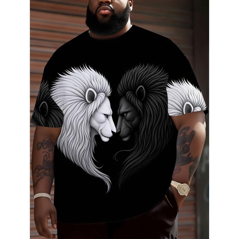 The Lion King Black and White 3D Print Men s T-Shirt Eye-catching Animal Print T-Shirt Fashion Statement Shirt Unisex Street Style Top, Plus Size S