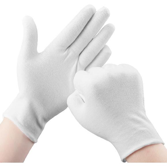 30 Pcs White Cotton Gloves for Dry Hands Moisturizing Eczema Overnight, Men and Women Stretchable Cloth White Gloves for Coin Jewelry Silver