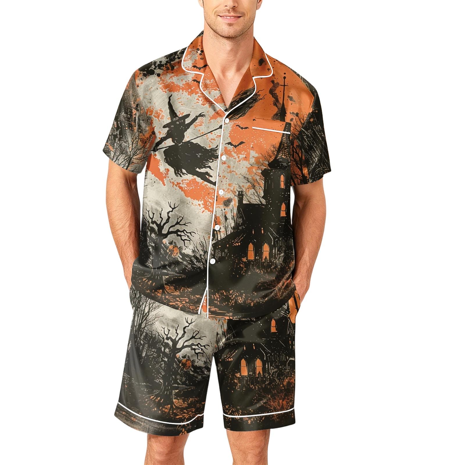 Men s Short Sleeve Button Down Pajama Set with Shorts Soft Casual Sleepwear Lounge Set S-XXXXL Comfortable Fit XXL