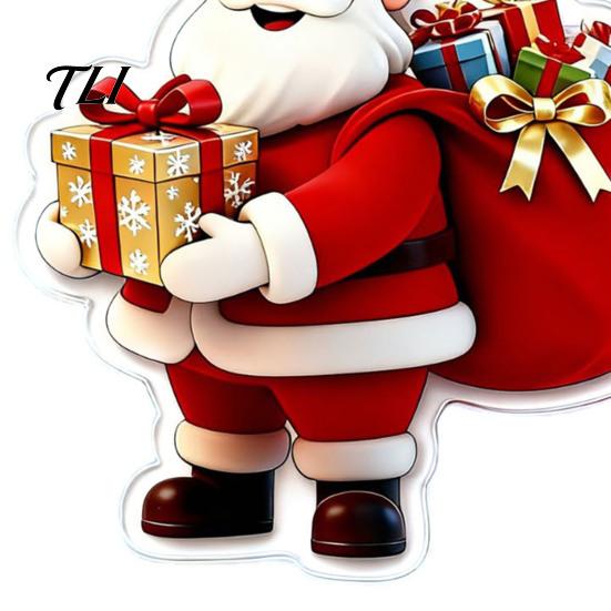 Christmas Keychains Cartoon Santa Claus Acrylic Keychain, Double-sided Key Keychain Ring, Pendant Charm for Backpack Handbag Purse Holiday Party