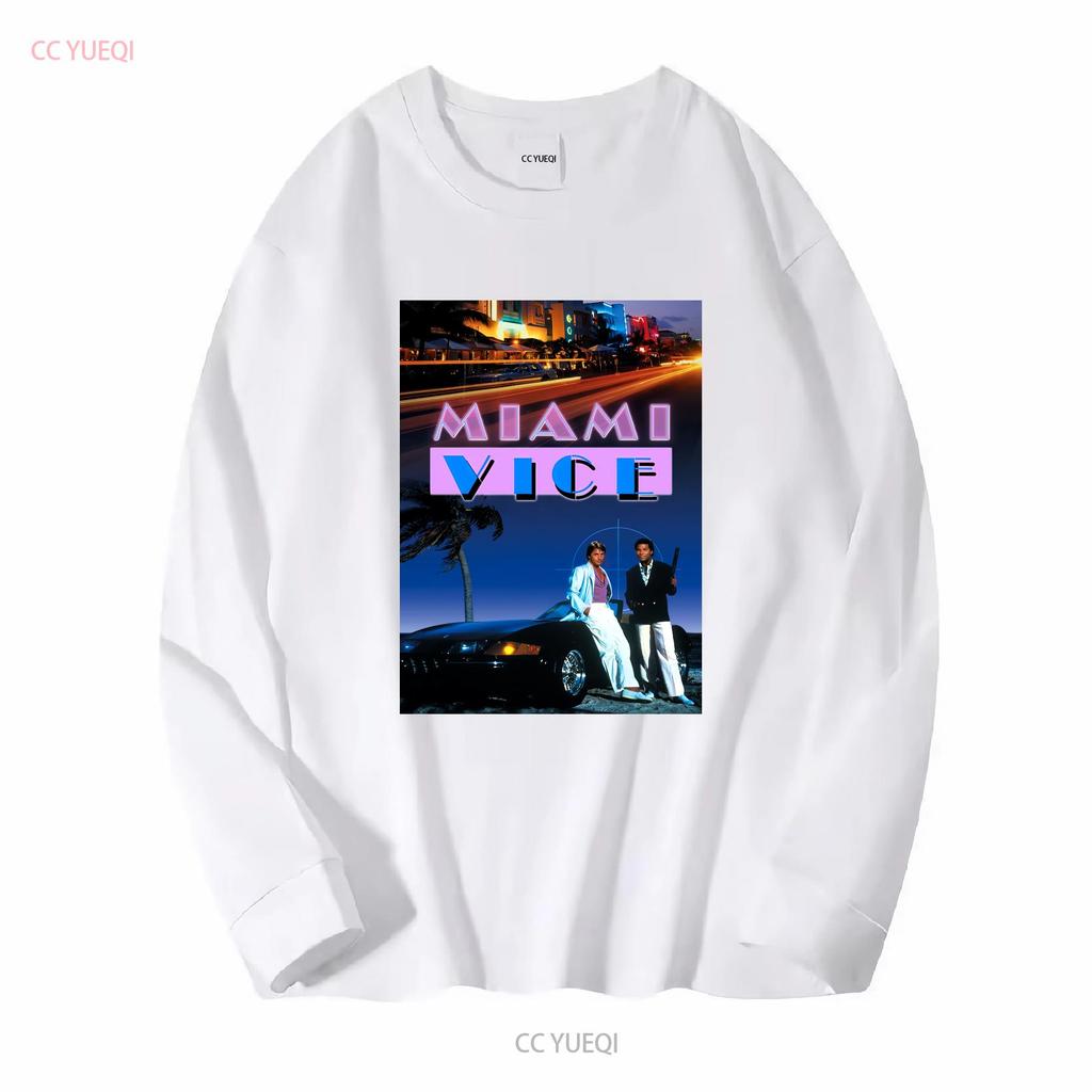 Miami Vice T Shirt Retro 80s Tv Show Fan Long or Short Sleeves Vintage Washed Breathable Casual Unisex Stretched Fashion