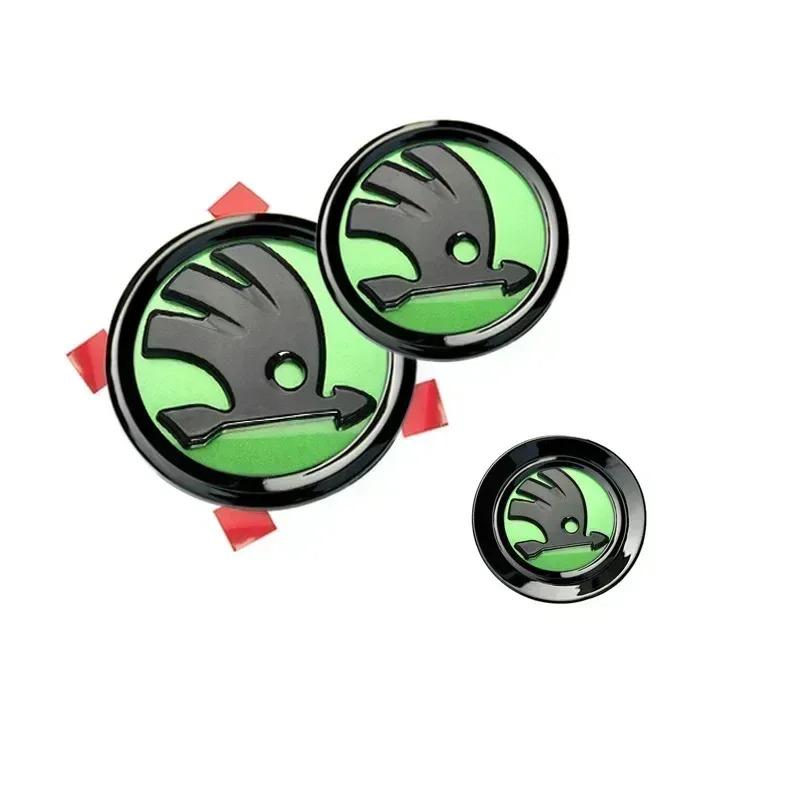 VYRC2 46/80/90mm Car Front Trunk Badge Steering Wheel Sticker for Skoda Logo Rapid Octavia Fabia Yeti Superb 2 3 Kodiaq Karoq