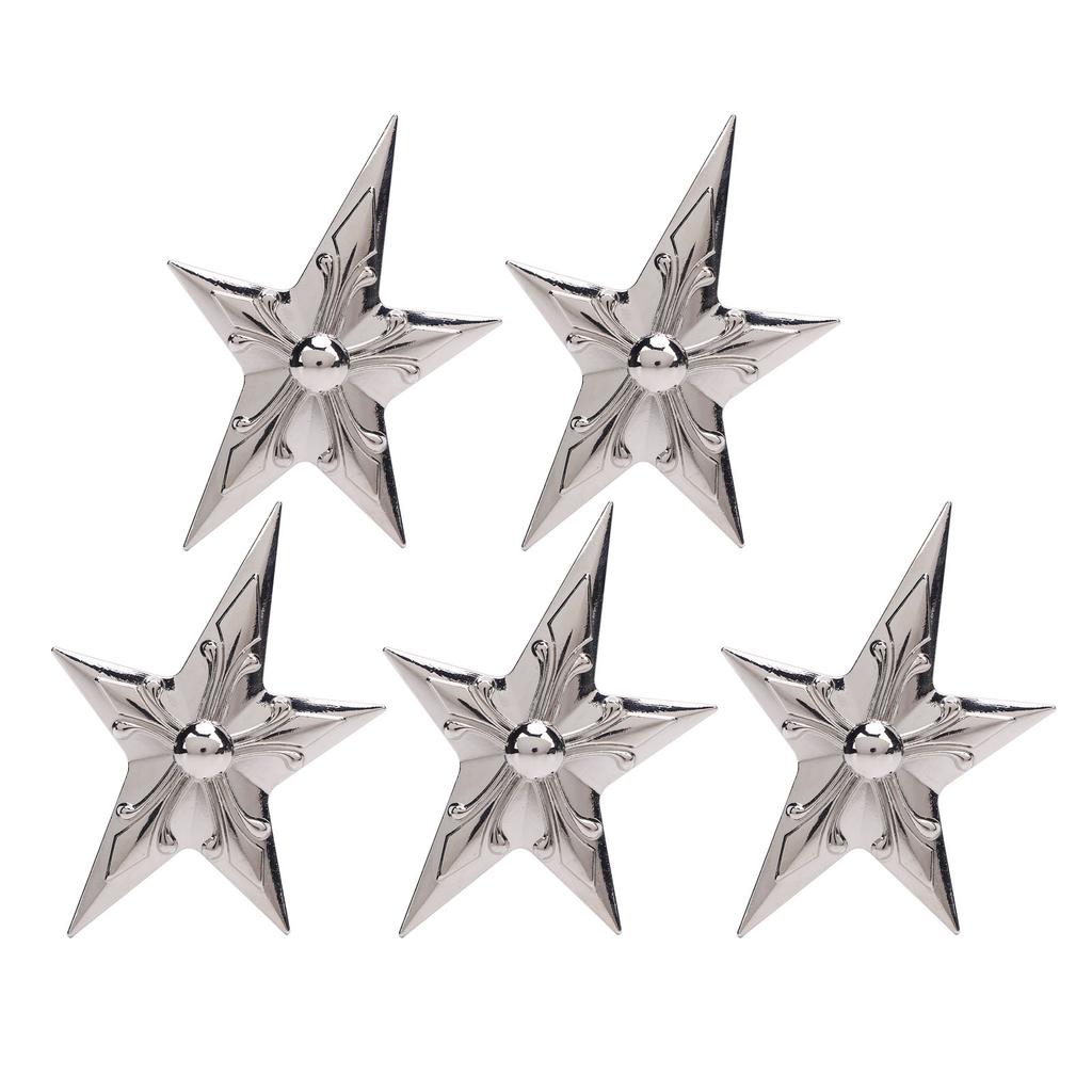 5 Sets Rivet and Stud 65x92mm Silver Five Pointed Star Rivets 4.5mm Crossed Screws for Leather