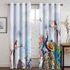 Beautiful Blue Golden Peacock Animal Window Curtains Blinds For Living Room Kids Bedroom Bathroom Kicthen Door Home Decor2Pcs