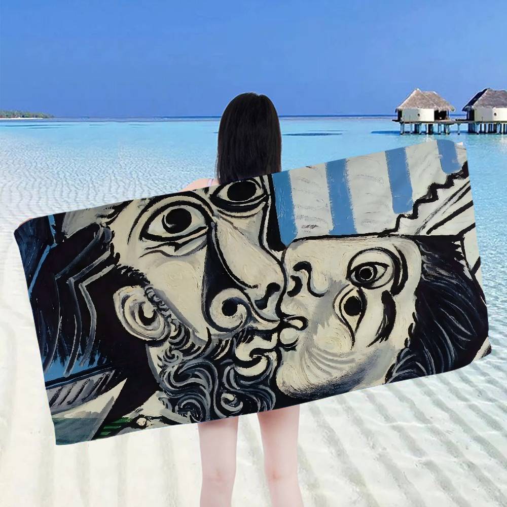 P-Picasso Style Painting Microfiber Printed Beach Towel Mountain Climbing Yoga Beach Swimming Running Absorbent Soft Towel