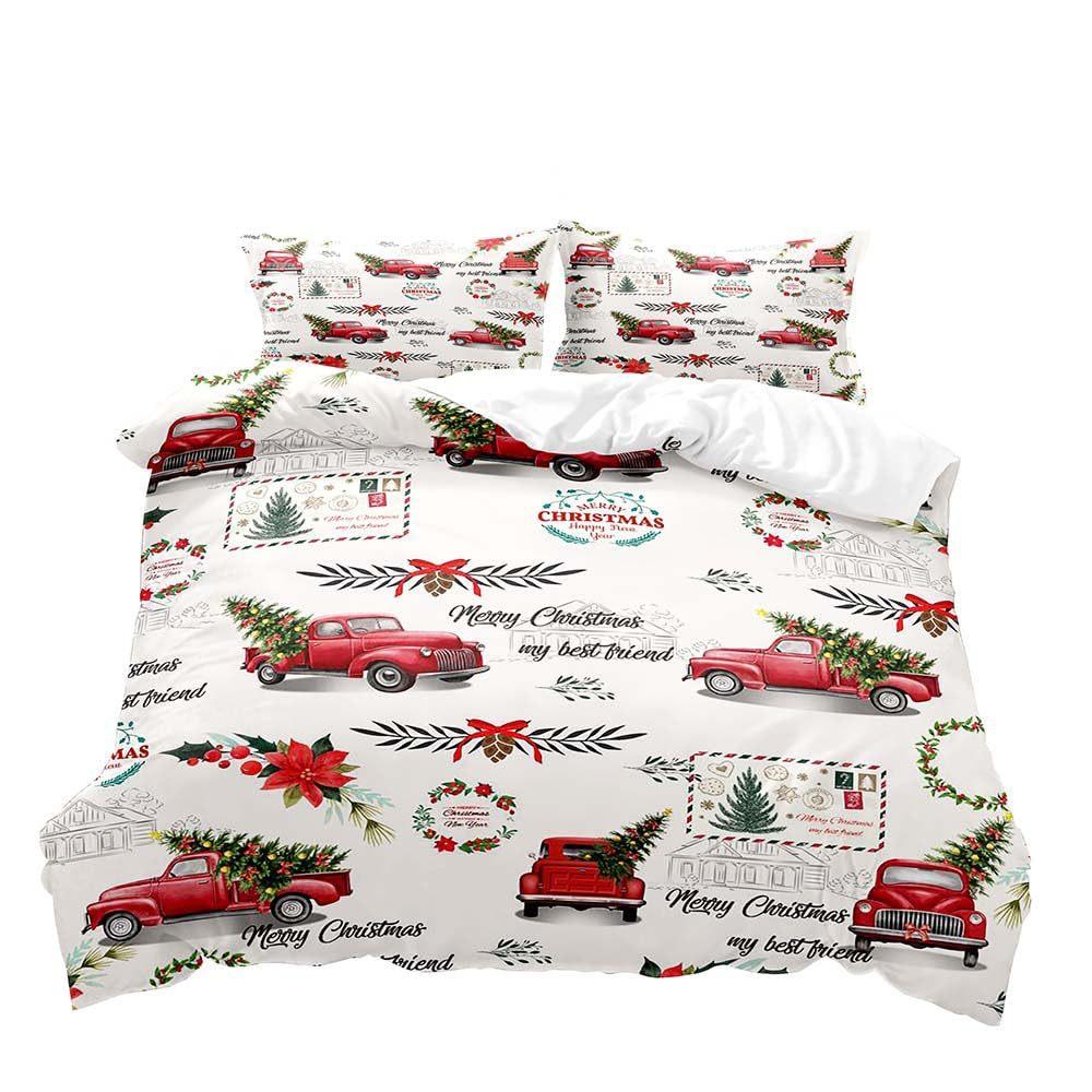 Christmas Cute Dwarf Three-Piece Quilt Cover 3D Digital Printing Bedding Set