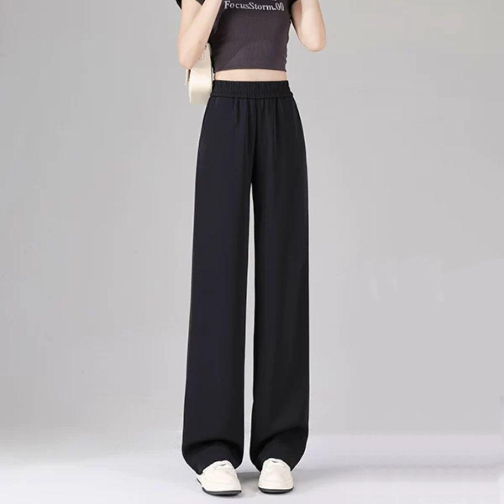

Buy One Get One Free: Women s Black High-Waisted Wide-Leg Pants - Slimming, Loose, Casual, Spring/Summer XS (60-68 jin)