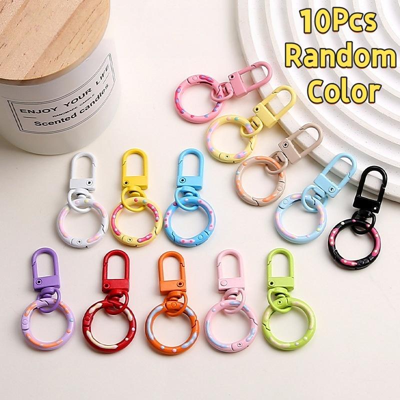 5/10/20Pcs Keyring Lobster Clasp Spring Buckle With Buckle Colored Keychains For Diy Jewelry Making Key Ring Hooks Bags Buckle