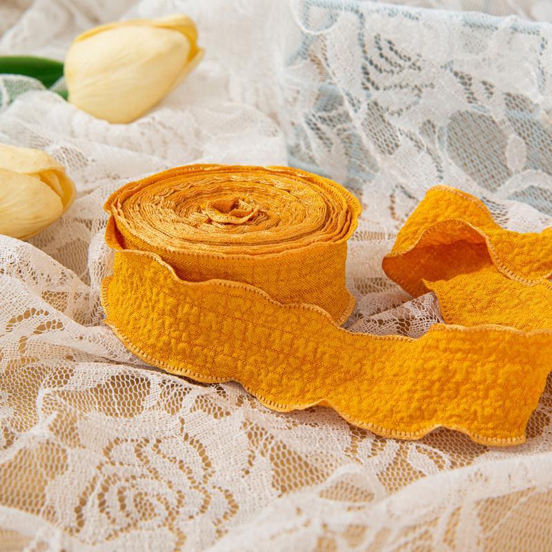 10 Yards Fishtail Yarn Ribbons Gift Wrapping Bouquets 2.5Cm Chiffon Ribbon Wave Edge Pleated Diy Decor
