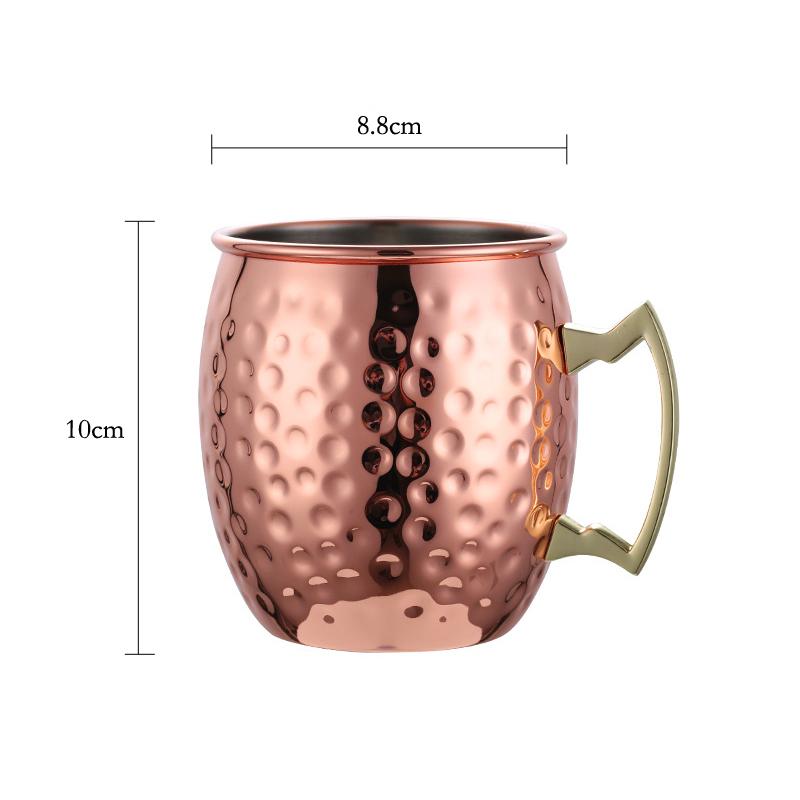

500ml Moscow Mule Mug Stainless Steel Cup Beer Mug Iced Coffee Cup Hammered Copper Plated Cup for Cocktail Drinks Bar Drinkware 500ml