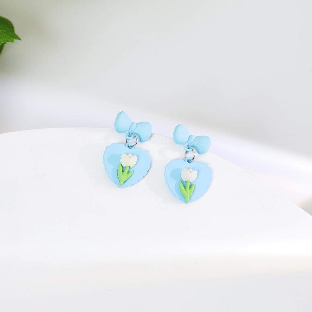 Geometrische Ohrringe in blauer Farbe für Damen Böhmische Blumen-Schmetterlings-Anhänger Weibliche Hängeohrringe