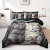 3pcs Cute Cat Bedding Set - 1 Duvet Cover + 2 Pillowcases, All-Season Soft Polyester 100%, Machine Washable Cozy Animal Design
