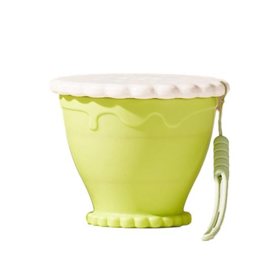 Collapsible Travel Cup with Lid Cookie Design Silicone Folding Cup Portable Reusable Drinking Cup for Camping Hiking Picnics