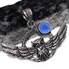 Flying Owl Purple Chalcedony 925 Silver Plated Gemstone Pendant 1.6" F0w80