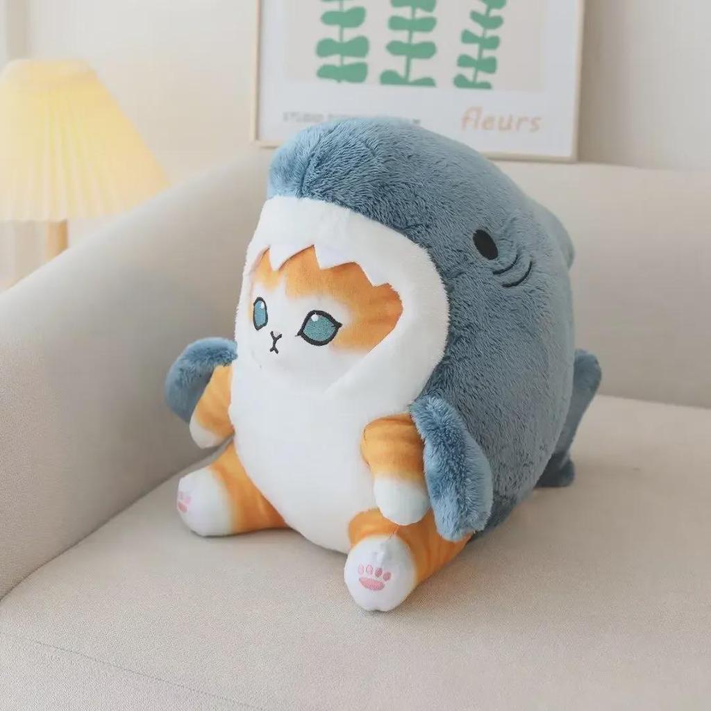Adorable Shark-to-Cat Plush Toy: A Cute & Funny Sofa Pillow Decoration Doll