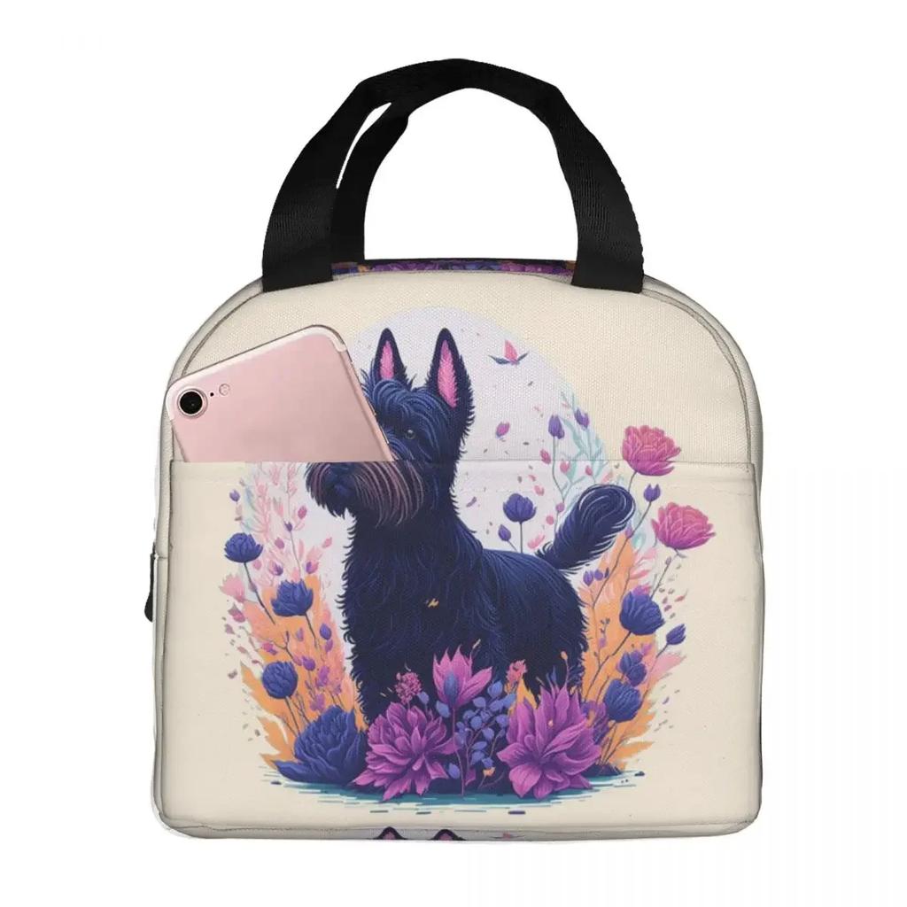 Scottish Terrier Dog Insulated Lunch Bag for Kids School Cooler Thermal Food Box Tote Leakproof Lunch Boxes Container