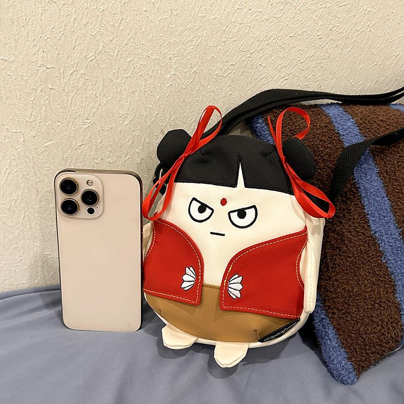 Super Fire Cartoon Small Satchel Cute Pattern Lightweight Nylon Cloth Small Round Bag Male and Female Students Versatile Messenger Storage Bag