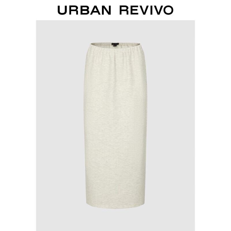 UR 2025 Winter Women s H-Line Elastic Waist Back Slit Half Skirt S