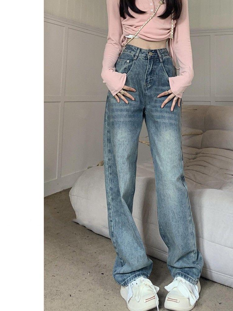 Women's Retro High-Waist Wide-Leg Jeans - Spring/Autumn 2025