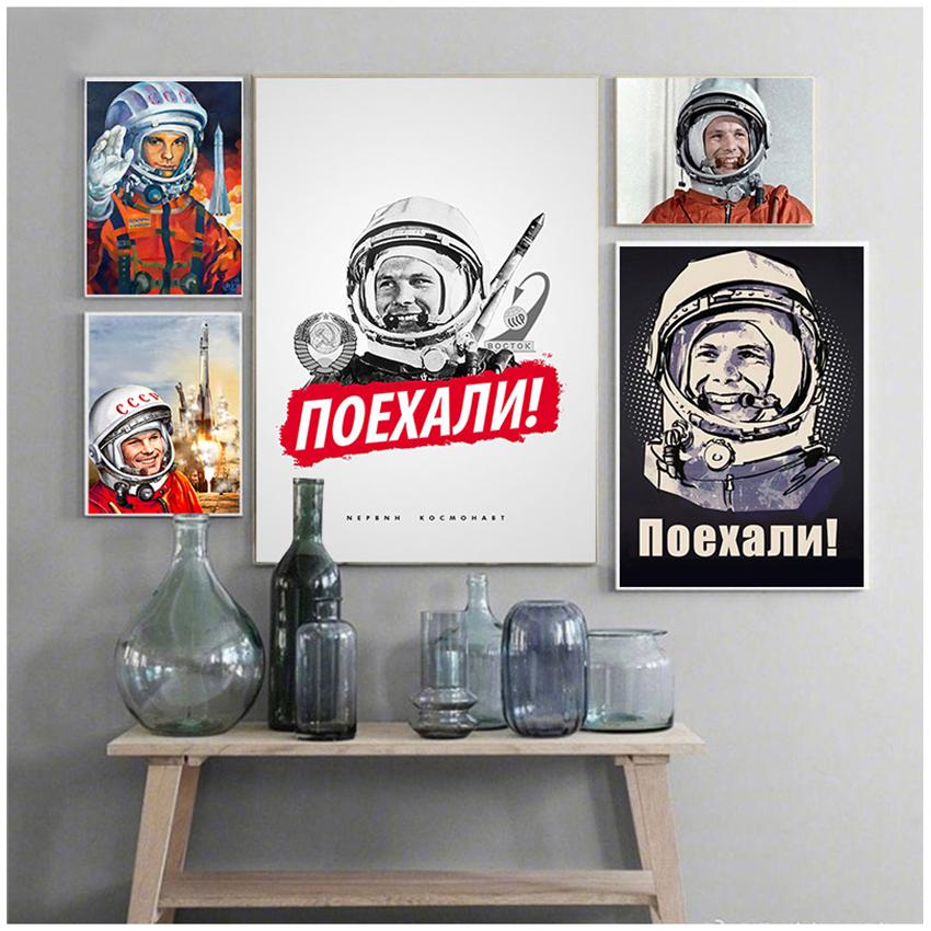 Canvas Painting Decorative Home Decor Quadro Space Heroes Yuri Gagarin Posters And Prints Wall Pictures For Living Room Vintage
